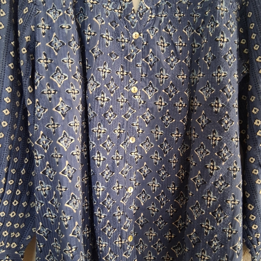 J Jill NWT Button Down 100% Cotton Pearl Button Floral Top L - Picture 3 of 6